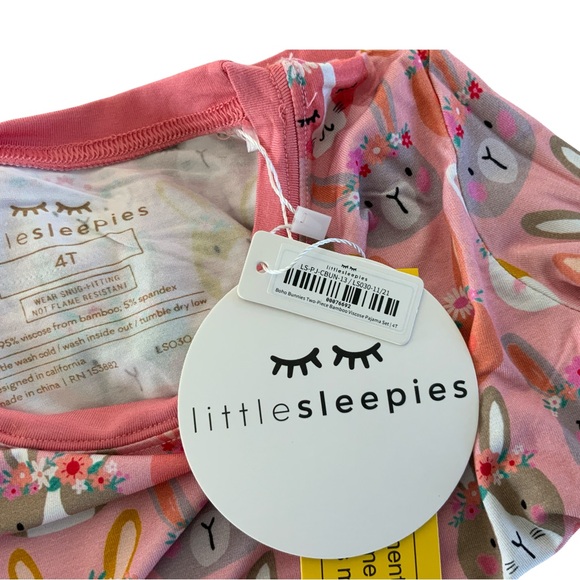 Little Sleepies Boho Bunnies Two-Piece Bamboo Pajama Set 4T NWT - Picture 6 of 7